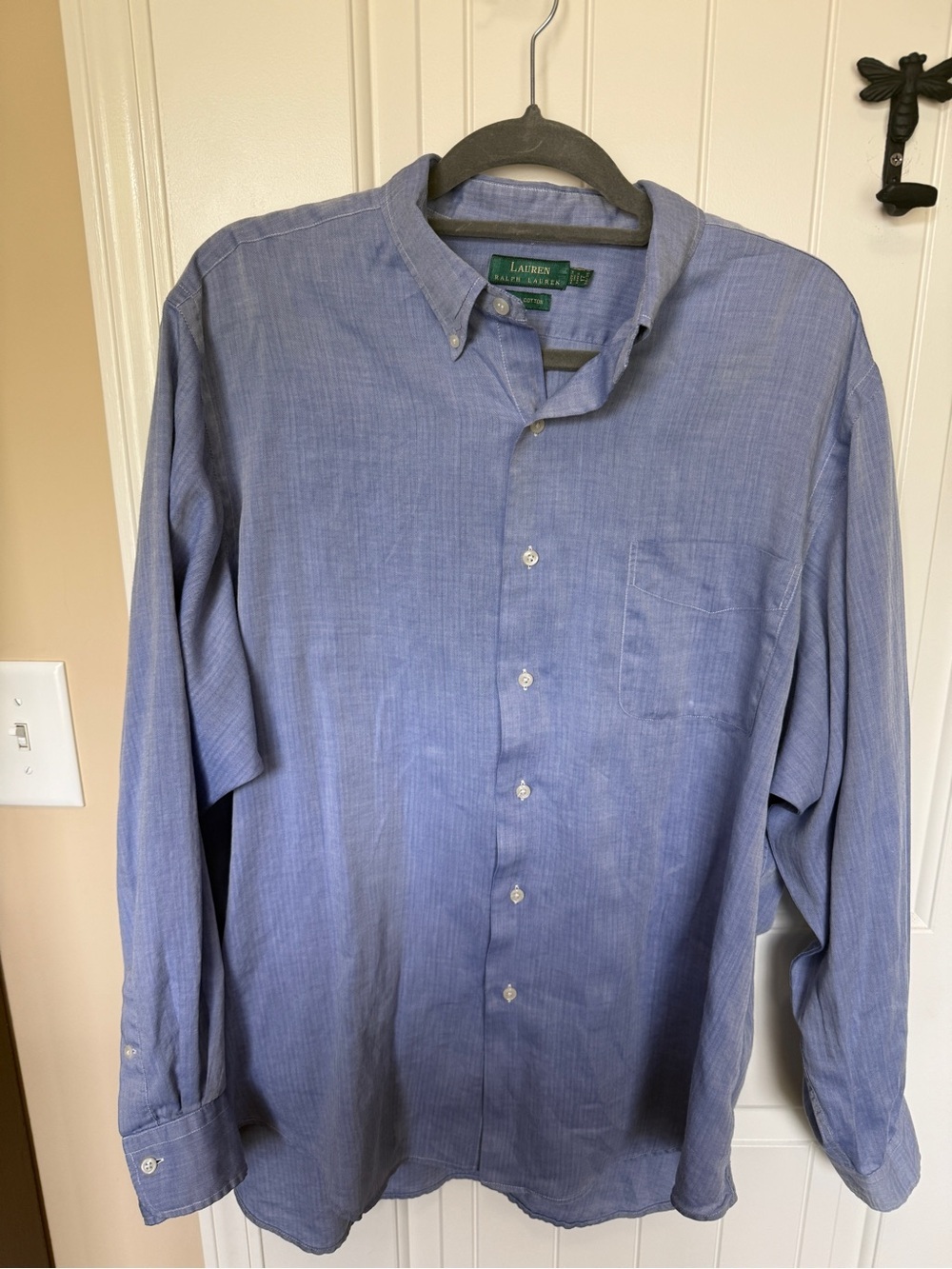Lauren Ralph Lauren Light Blue Men's Button-Up Shirt 100% Cotton 17 34/35
